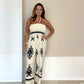 Onregelmatige strapless jumpsuit met print