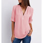 Blouses met losse 3/4 mouwen en ritssluiting in plus size