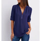 Blouses met losse 3/4 mouwen en ritssluiting in plus size