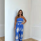 Onregelmatige strapless jumpsuit met print