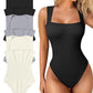 Laatste dag - 49% korting Sexy Geribbelde Strappy Vierkante Hals Mouwloze Buikcontrole Tanktops Bodysuits